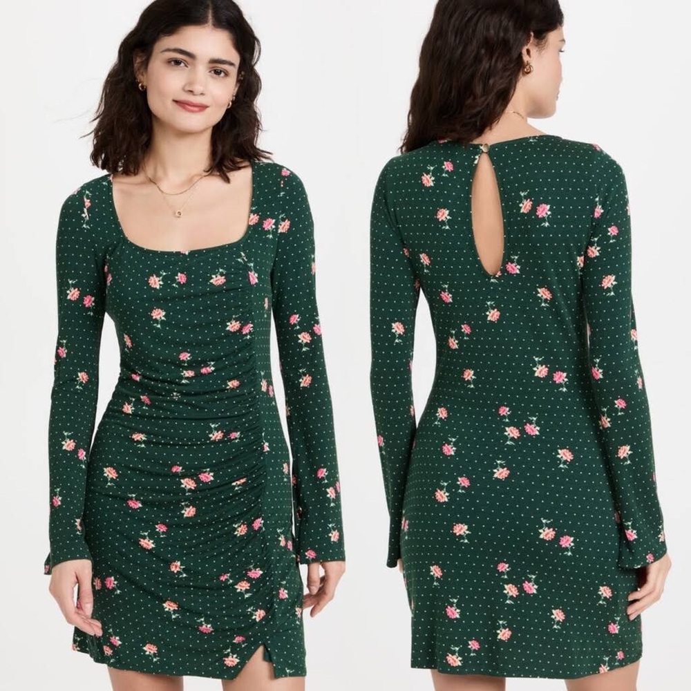 ⭐️ Free People Celia Mini Dress in Emerald Jewel Combo in XL